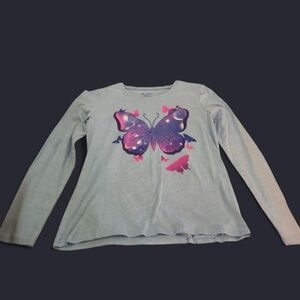 Place Blue Long Sleeve Shirt with Purple and Pink Butterfly